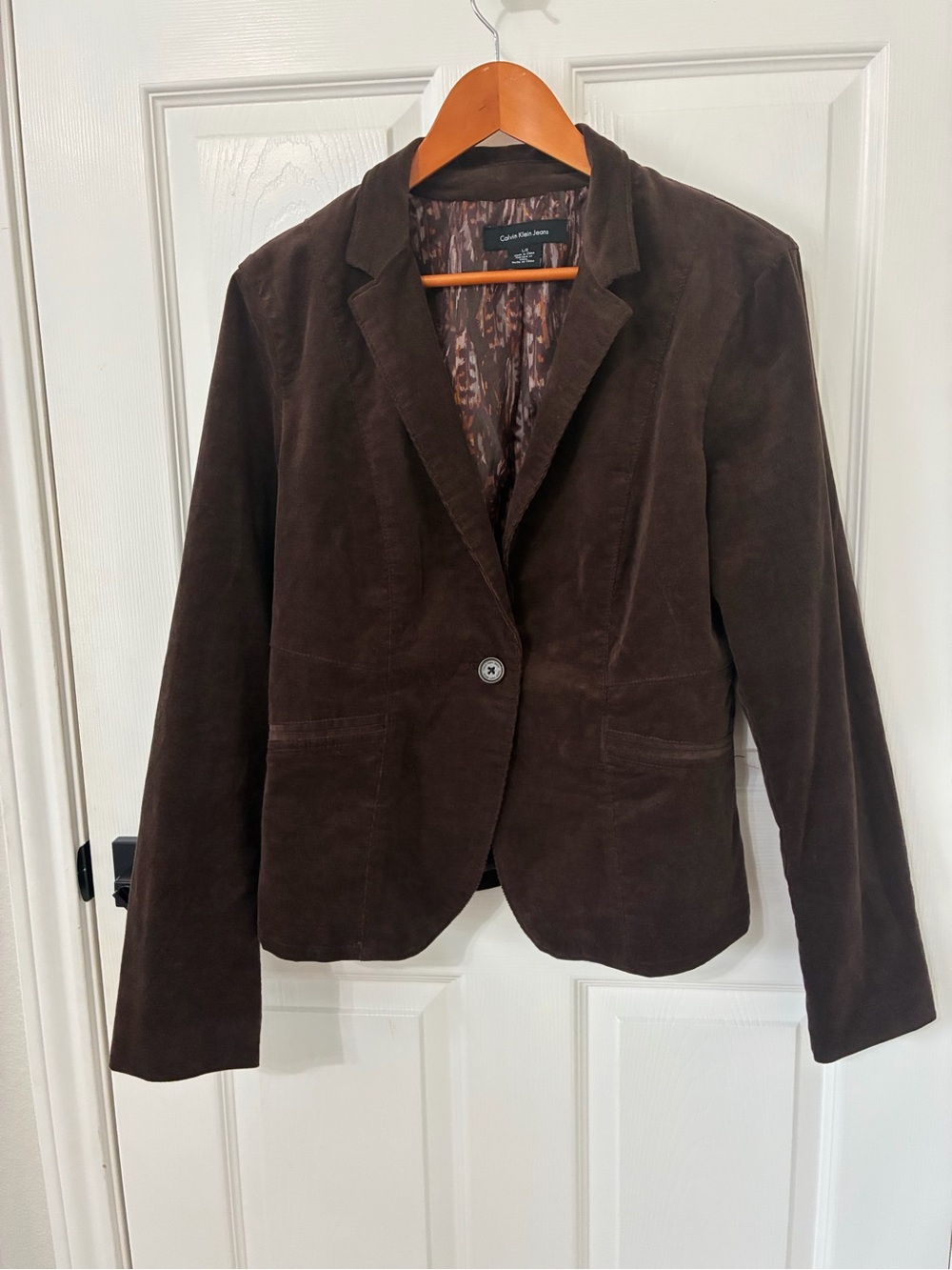 Calvin Klein Jeans Dark chocolate Brown Corduroy Blazer, fall, tailored, 70s